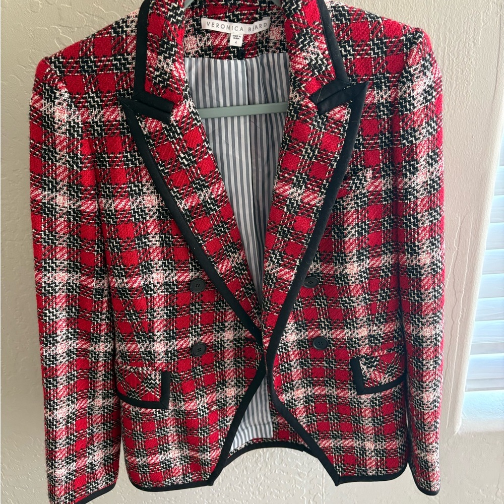 Veronica Beard Red Plaid Women's Jacket